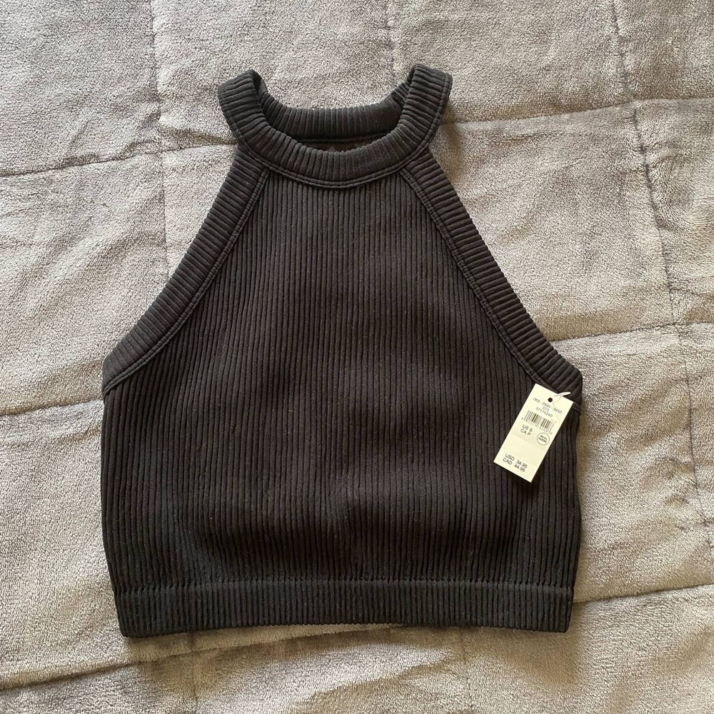 AERIE HIGH NECK CROPPED TANK TOP